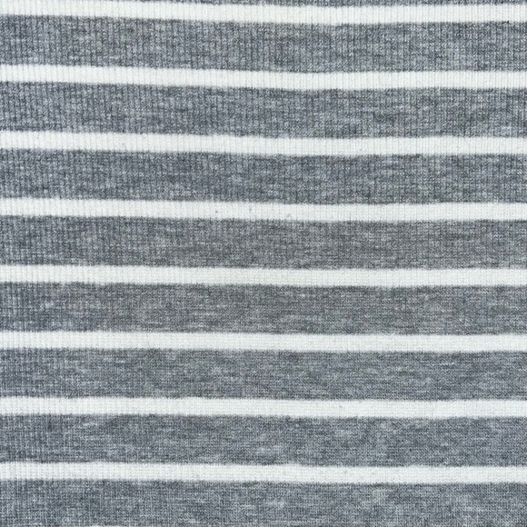 White House Black Market Ribbed Gray & White Steiped Top with bling trim - Picture 15 of 15